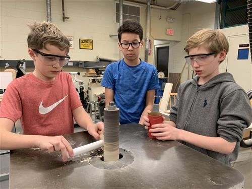 Students working on rocket